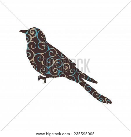 Cuckoo Bird Spiral Pattern Color Silhouette Animal. Vector Illustrator.
