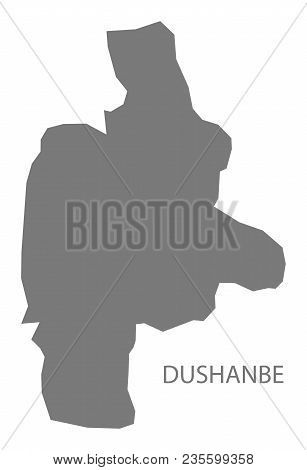 Dushanbe Map Of Tajikistan Grey Illustration Shape