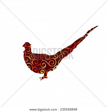 Pheasant Bird Spiral Pattern Color Silhouette Animal. Vector Illustrator.