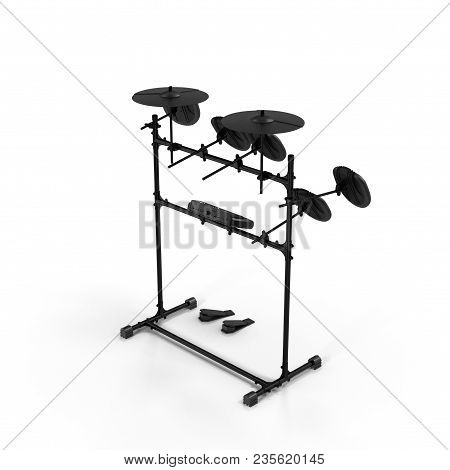 Electronic Drum Kit On White Background. 3d Illustration