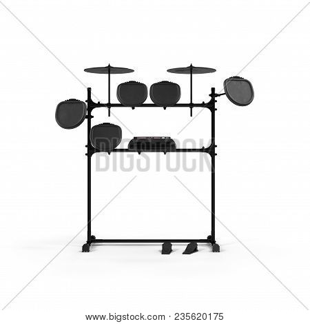 Electronic Drum Kit On White Background. 3d Illustration