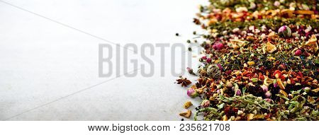 Tea Background: Green, Black, Floral, Herbal, Mint, Melissa, Ginger, Apple, Rose, Lime Tree, Fruits,
