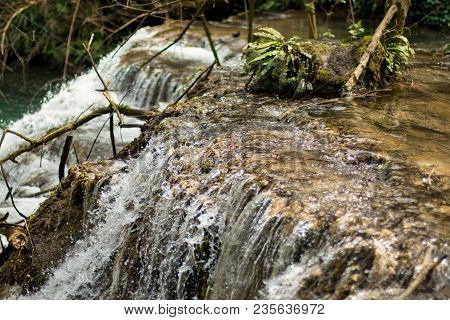 Part From Waterfall Cascade Krushuna Bulgaria In Spring