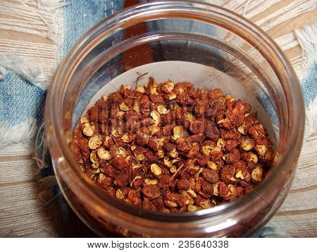 Szechuan Seasoning
Szechuan Peppercorns For Seasoning In A Glass Jar