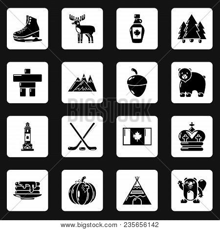 Canada Travel Icons Set. Simple Illustration Of 16 Canada Travel Vector Icons For Web