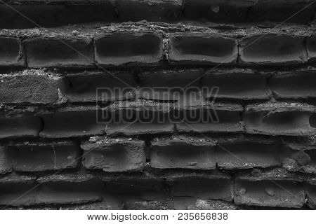 Old Monochrome Brick Wall, Stone Background Or Rock Surface - Good For Web Site Or Mobile Devices.