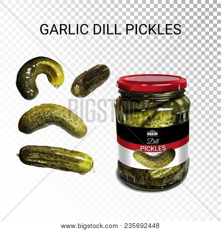 Vector Realistic Illustration Of Pickled Cucumbers. Colorful Objects On A Transparent Background.