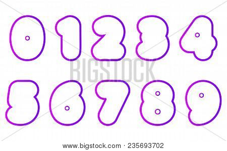 Vector Set Of Super Bold Rounded Numbers Zero, One, Two, Three, Four, Five, Six, Seven, Eight, Nine