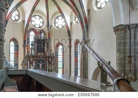 Carta, Romania - 13 August, 2017: The Interior Of A Chatolic Church.