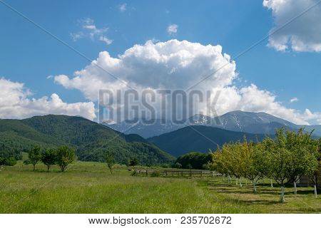 A Picturesque View To A Mountain Area With Some Greeness.
