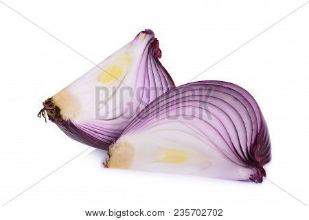 Sliced Red Onion Isolated On White Background