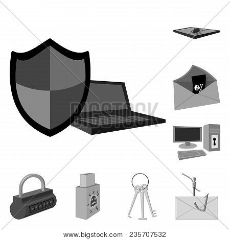 Hacker And Hacking Monochrome Icons In Set Collection For Design. Hacker And Equipment Vector Symbol