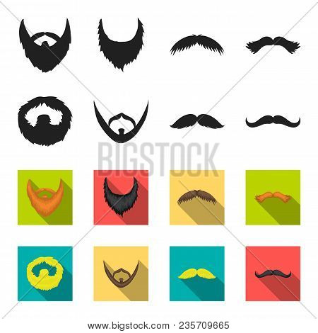 Mustache And Beard, Hairstyles Black, Flet Icons In Set Collection For Design. Stylish Haircut Vecto
