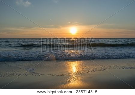 Beautiful And Colorful Sunset Sky Over The North Sea, Petten, Holland