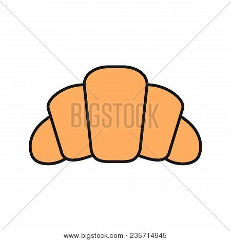 Croissant Color Icon. Crescent Roll. Isolated Vector Illustration