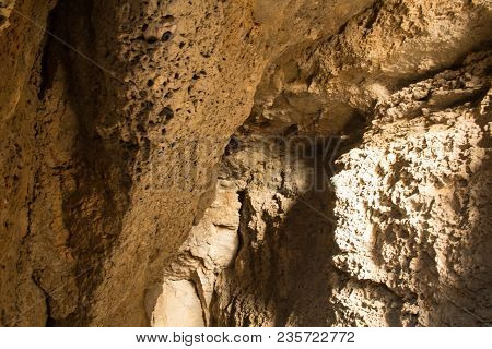 Stunning Views Of The Vaults Of The Natural Cave. Inside View.