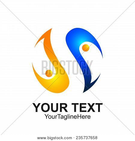 Letter S Logo Design Template Colored Blue Orange Yin Yang Design For Business And Company Identity.