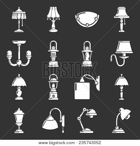 Lamp Icons Set Vector White Isolated On Grey Background
