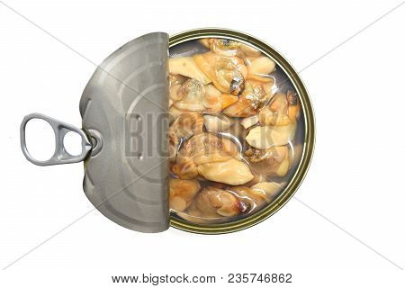 Detail Of A Can Of Clams Isolated