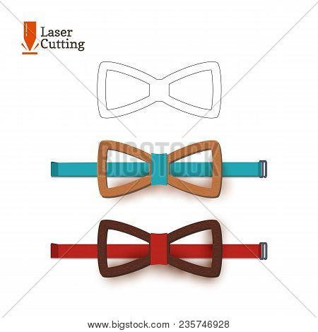 Laser Cut Bow-tie Template. Vector Silhouette For Cutting A Bow Tie On A Lathe Made Of Wood, Metal, 