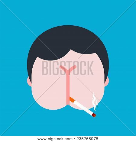 Ass For Face. Asshole Man. Vector Illustration