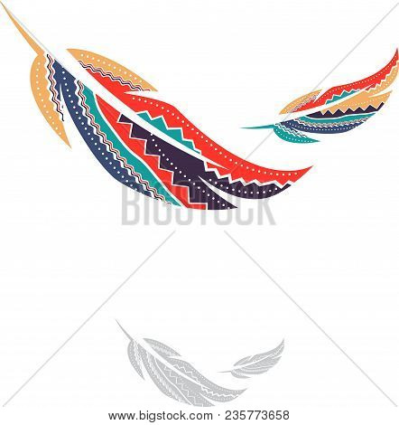 Illustration Of Multi Colored Ornamental Decorated Feathers