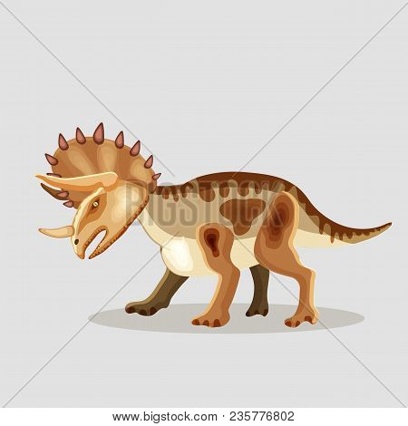 Vector Cartoon  Illustration Of A Dinosaur.  Triceratops.