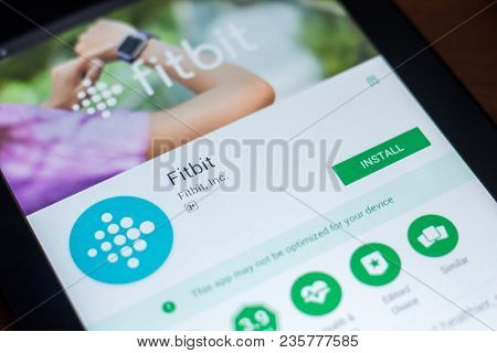 Ryazan, Russia - March 21, 2018 - Fitbit Mobile App On The Display Of Tablet Pc