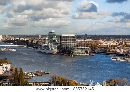Amsterdam, Netherlands - April, 2017: Aerial View Of Amsterdam City, Holland