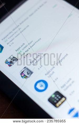 Ryazan, Russia - March 21, 2018 - Applock Icon In The List Of Mobile Apps