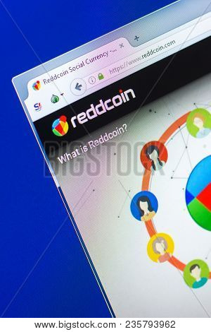 Ryazan, Russia - March 29, 2018 - Homepage Of Reddcoin Social Crypto Currency On The Display Of Pc, 