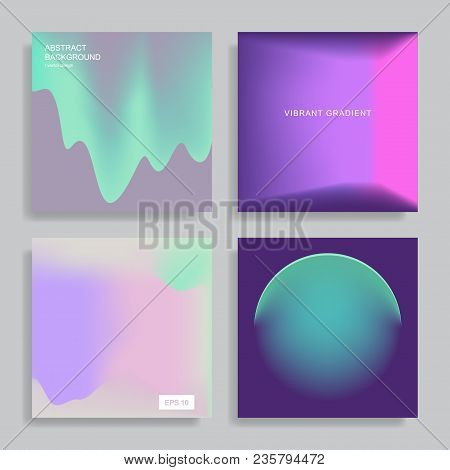 Set Of Backgrounds With Vibrant Gradient Shapes. Applicable For Covers, Placards, Posters, Flyers, P