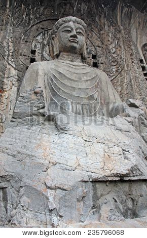 Picture Taken In China. Biggest Buddha Statue At The Longmen Grottoes ( Dragon's Gate Grottoes) Or L