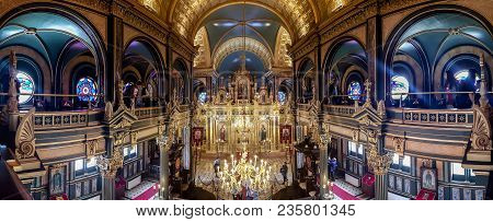 Istanbul, Turkey - March 2018: Interior Detail From Bulgarian Sveti Stefan St. Stephen Church, An Or