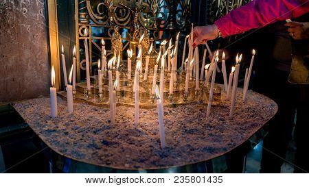 Istanbul, Turkey - March 2018: Interior Detail From Bulgarian Sveti Stefan St. Stephen Church, An Or