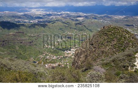 Gran Canaria, March, View From A Hiking Path In Valsequillo Municipality Towards Villages, Rock Form