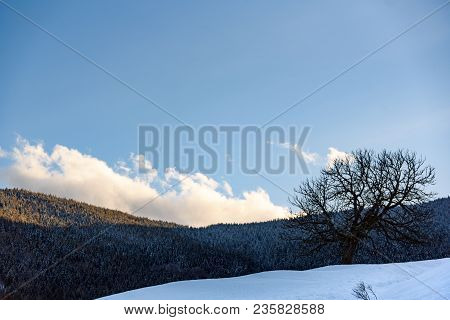 Mountains In, Styria, Austria Bad Mitterndorf View On A Snowy Terrains Surrounding Resorts