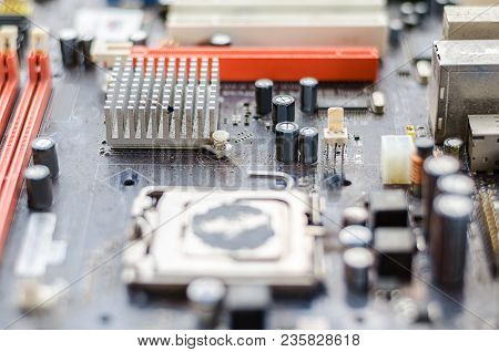Dirty Motherboard For The Whole Frame. Horizontal Frame