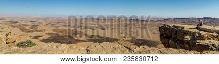 Negev Desert, Israel - March 22: Desert Landscape, Panorama Of The Makhtesh Ramon, Nature Reserve In