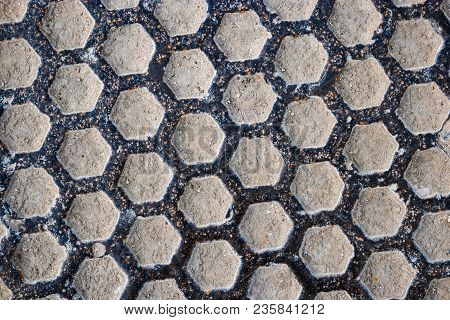 Rusty Iron Hexagonal Texture Background. Technology Design.