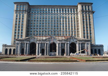 Detroit, Michigan Usa, April 8, 2018, Michigan Central Station, Mcs, Detroit Train Depot