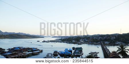 The Atmosphere At Sangkha Buri In The Early Morning Time. Sangkhla-buri, Is In Kanchanaburi Province