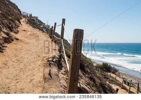 A Trail Providing Beach Access At Beacon Beach In Encinitas, California.