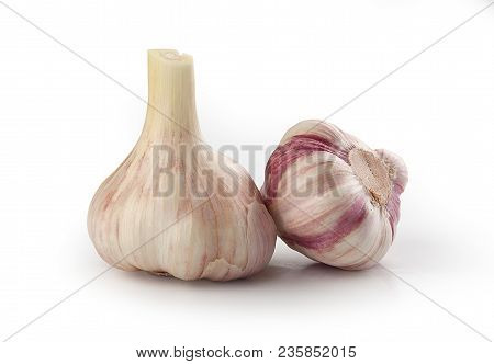 Two Heads Of Gralic On The White Background