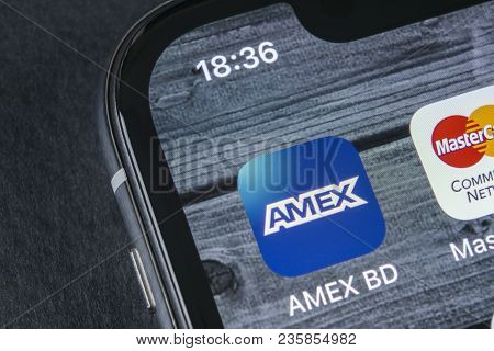 Sankt-petersburg, Russia, April 12, 2018: American Express Application Icon On Apple Iphone X Smartp