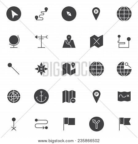 Location Vector Icons Set, Modern Solid Symbol Collection, Filled Style Pictogram Pack. Signs, Logo 