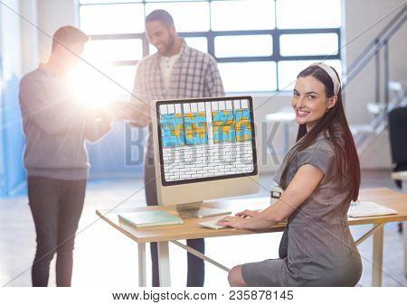 young business woman working on the design of the new office