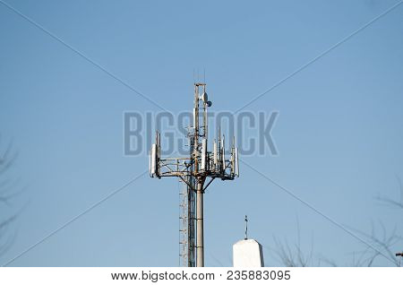 Telecommunications Equipment - Directional Mobile Phone Antenna Dishes. Wireless Communication.