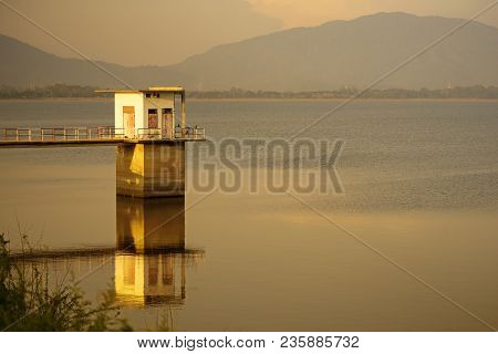 Sucurity Box In Reservoir On Sunset Time - Can Use To Display Or Montage On Product