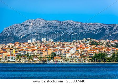 Seafront View At Picturesque Small Town Podstrana In Suburb Of Split City, Croatia Mediterranean.